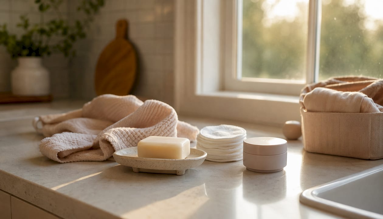 Breastfeeding hygiene essentials on countertop
