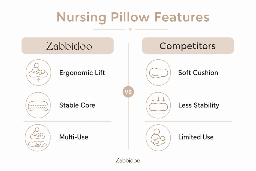 Infographic comparing Australian nursing pillows features