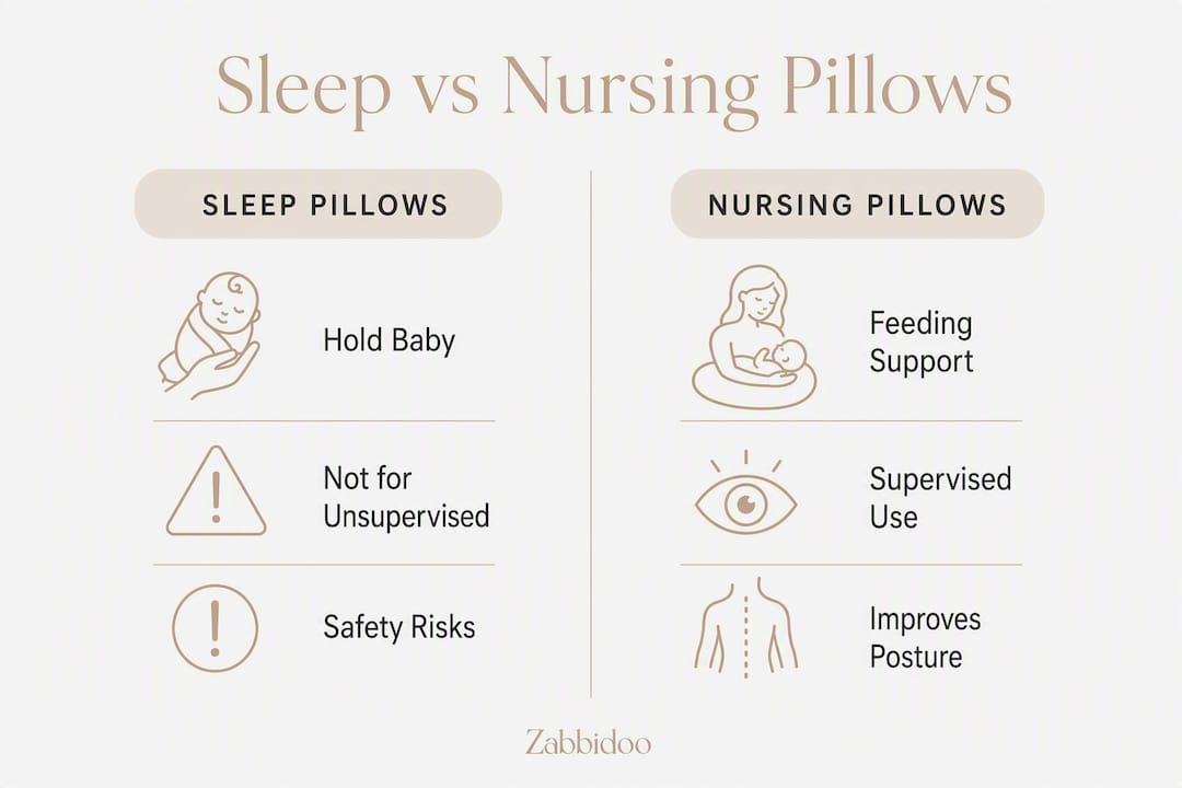Infographic comparing sleep and nursing pillows
