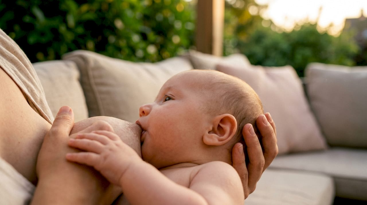 Baby chin tilt and latch support during feeding