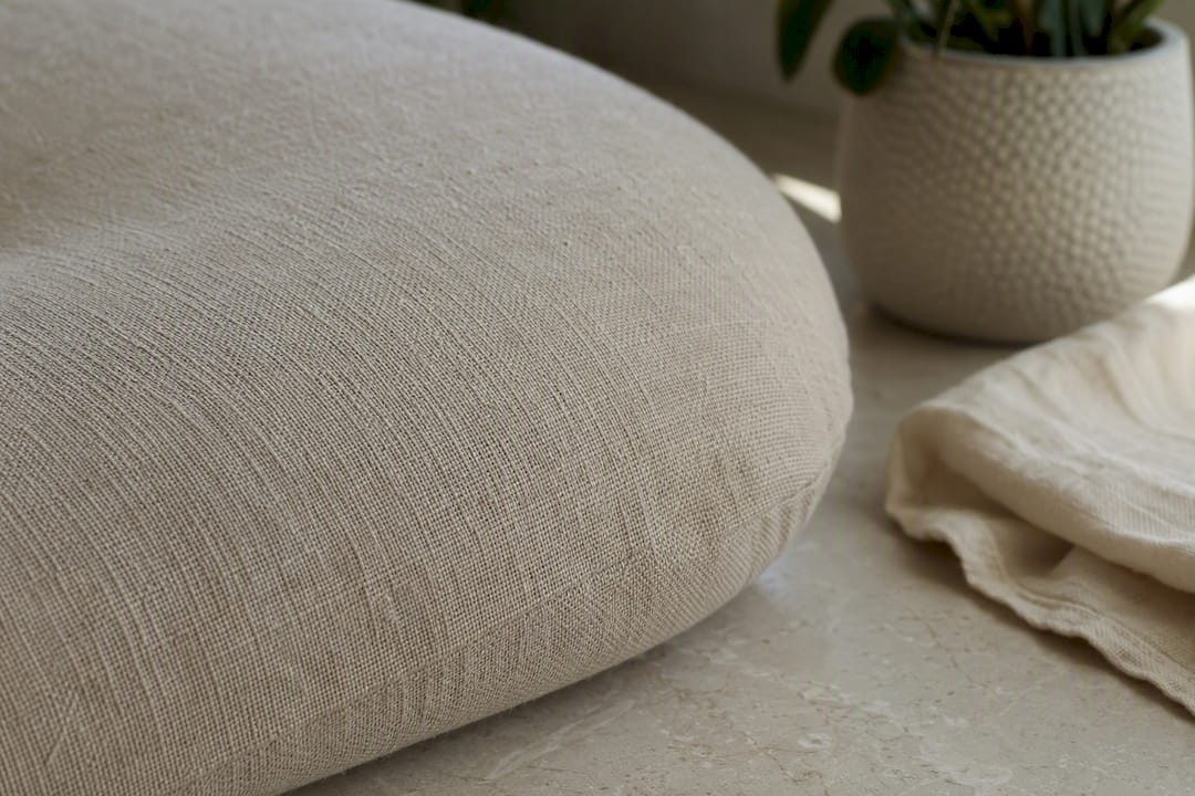 Close-up of firm feeding pillow fabric texture