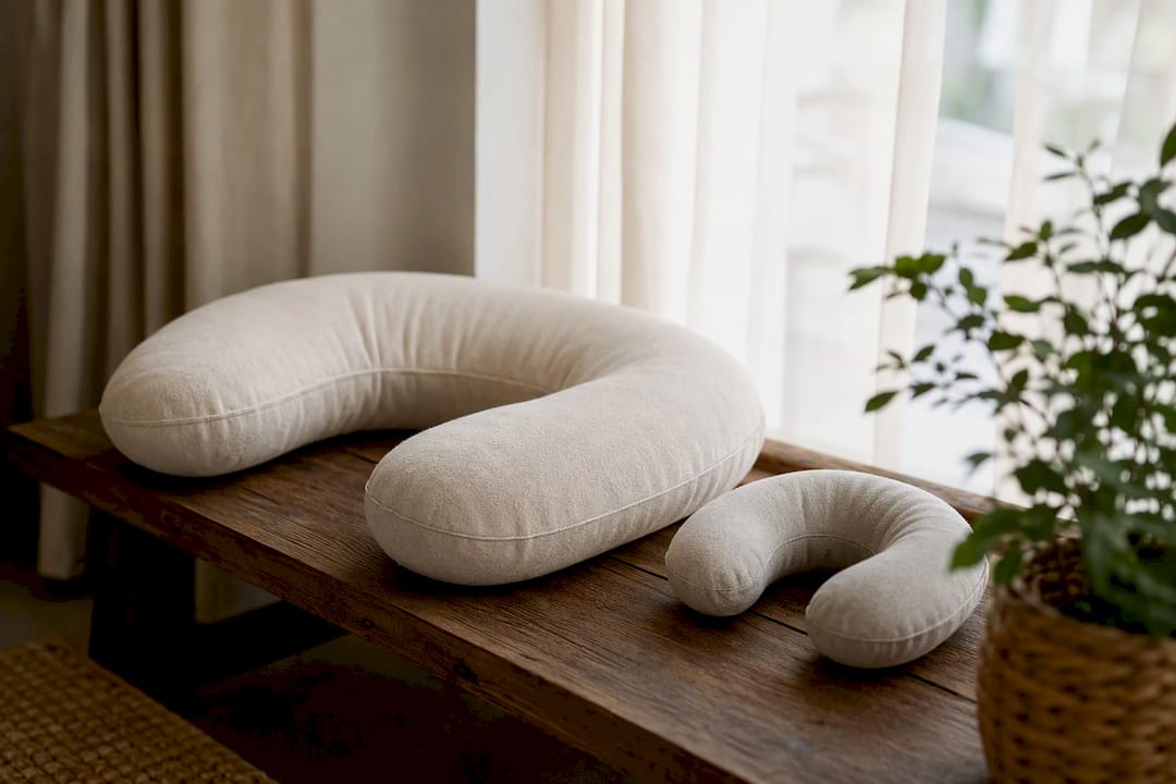 Full-size and compact feeding pillows side by side