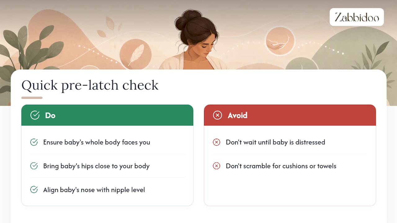 Three-step check for correct breastfeeding position