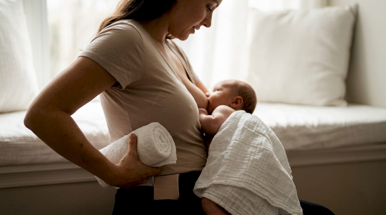 Rolled towel supporting arm during feed