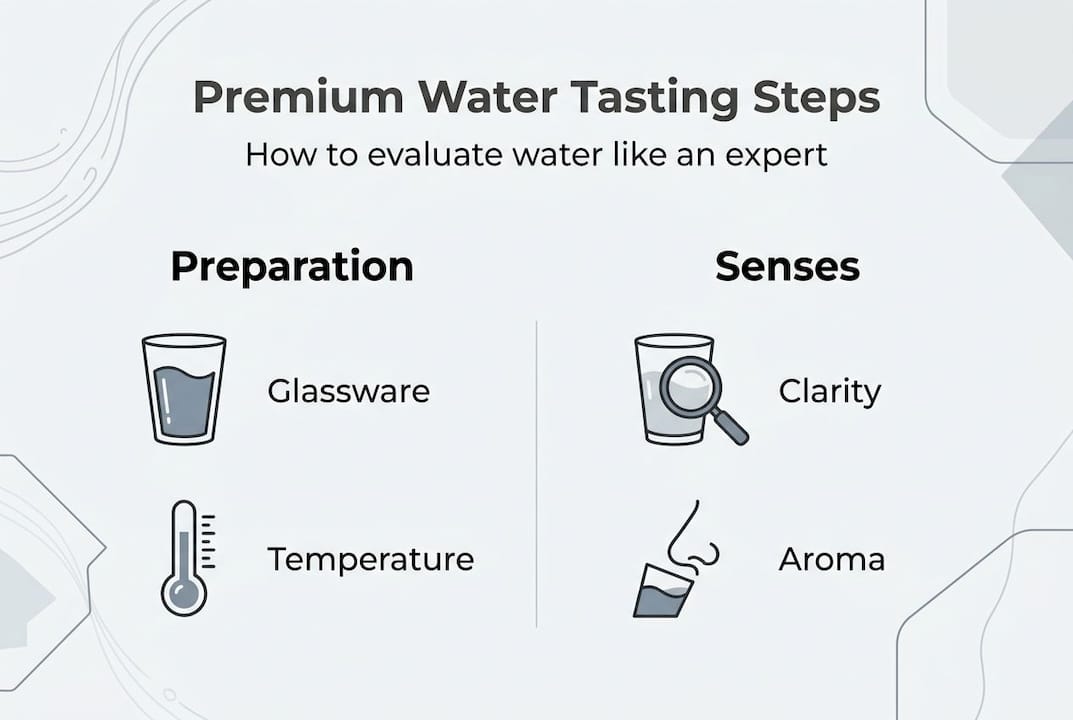 Infographic outlining premium water tasting steps