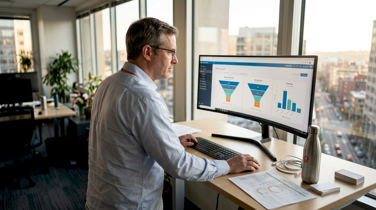 HR analyst checks ATS hiring funnel