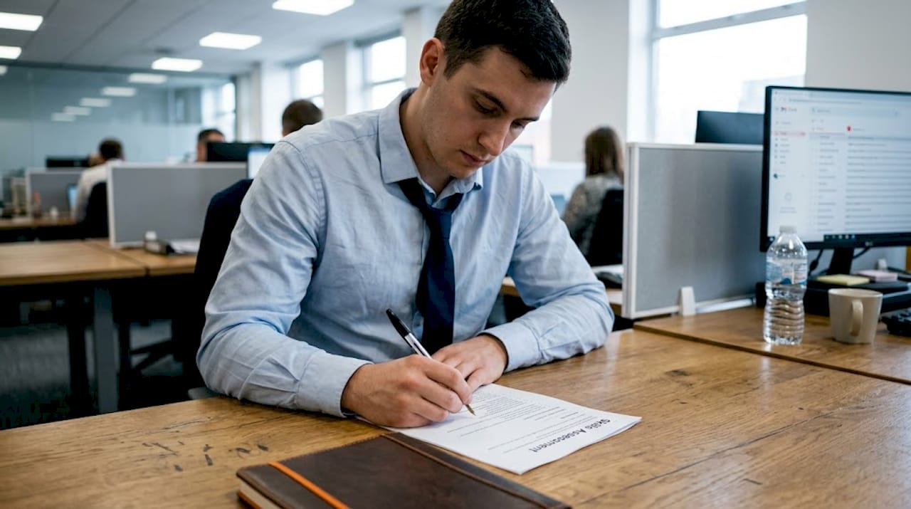 Candidate completing skills assessment at desk