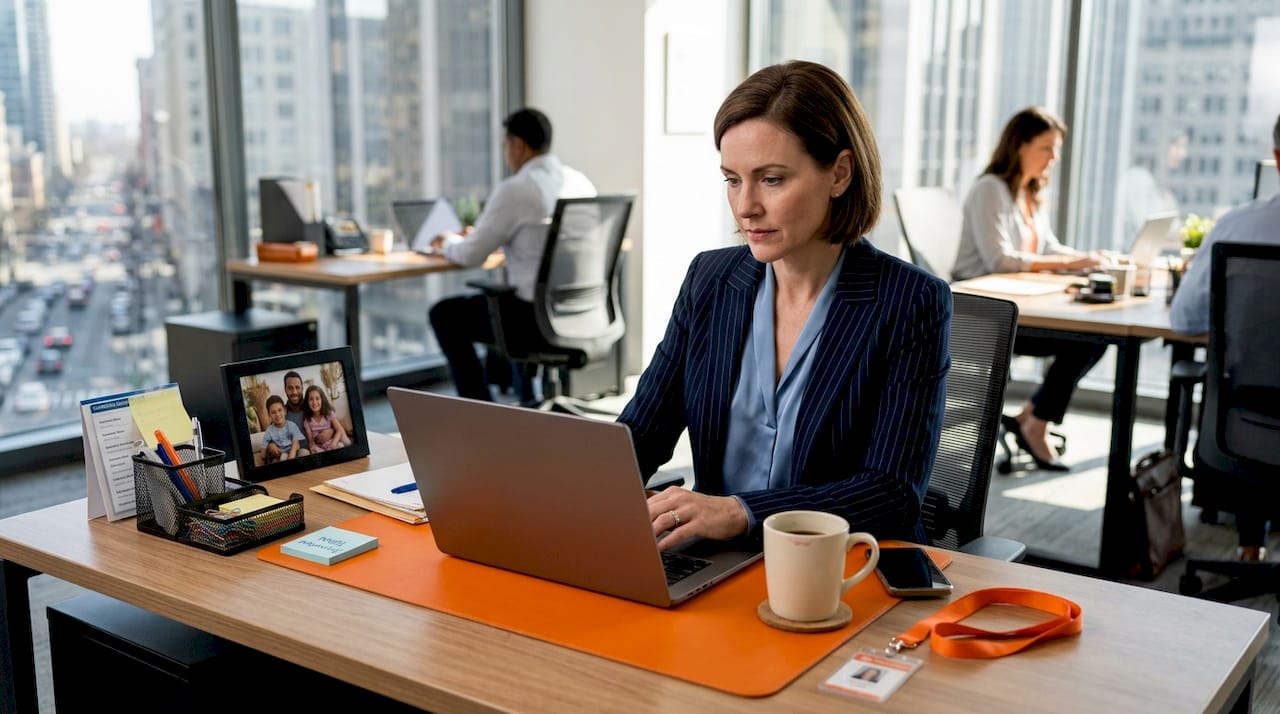 HR manager reviewing candidate dashboard in office