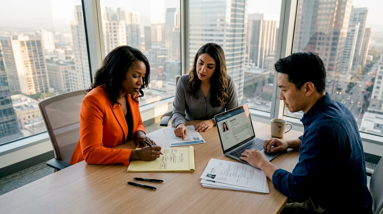 HR team collaborating on hiring process
