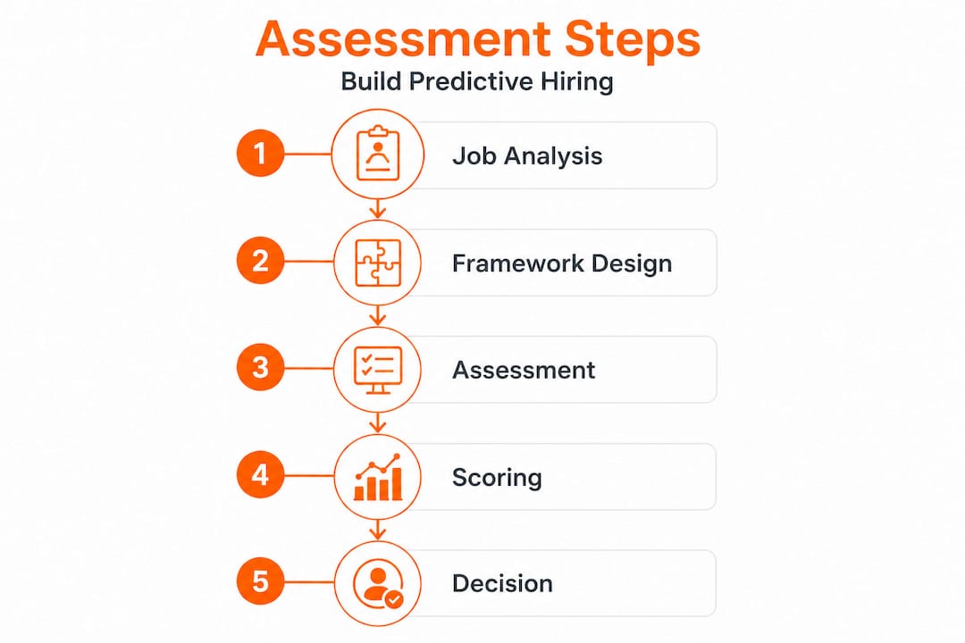 Infographic outlining hiring assessment process steps