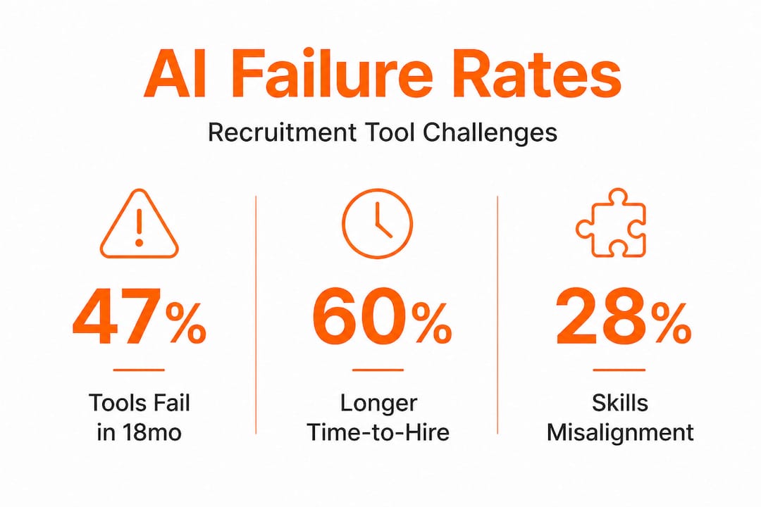 Infographic showing AI recruitment tool failure rates
