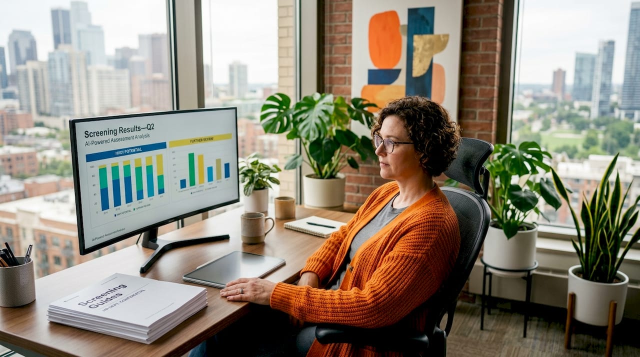 HR leader analyzing AI assessment results