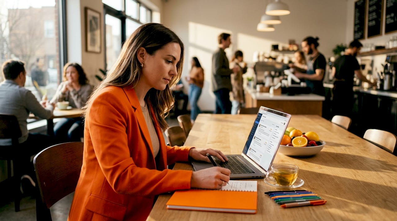 Recruiter reviewing candidate profiles at office desk