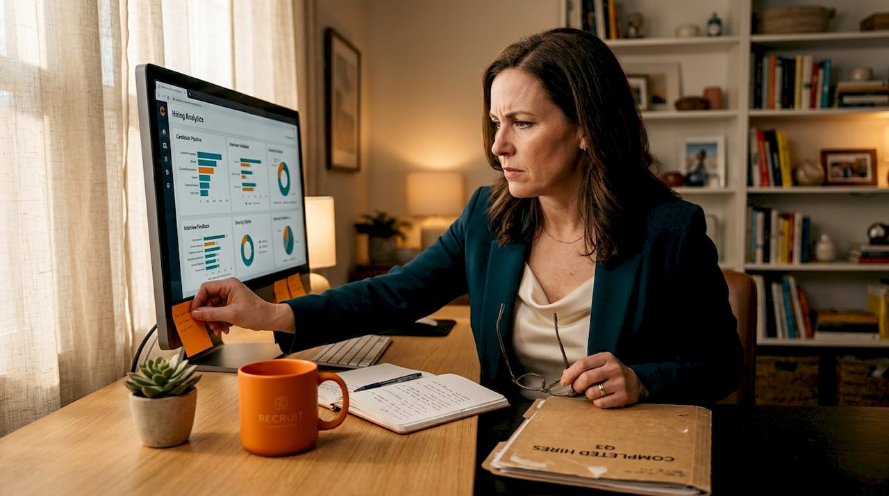HR leader viewing recruitment dashboard in office
