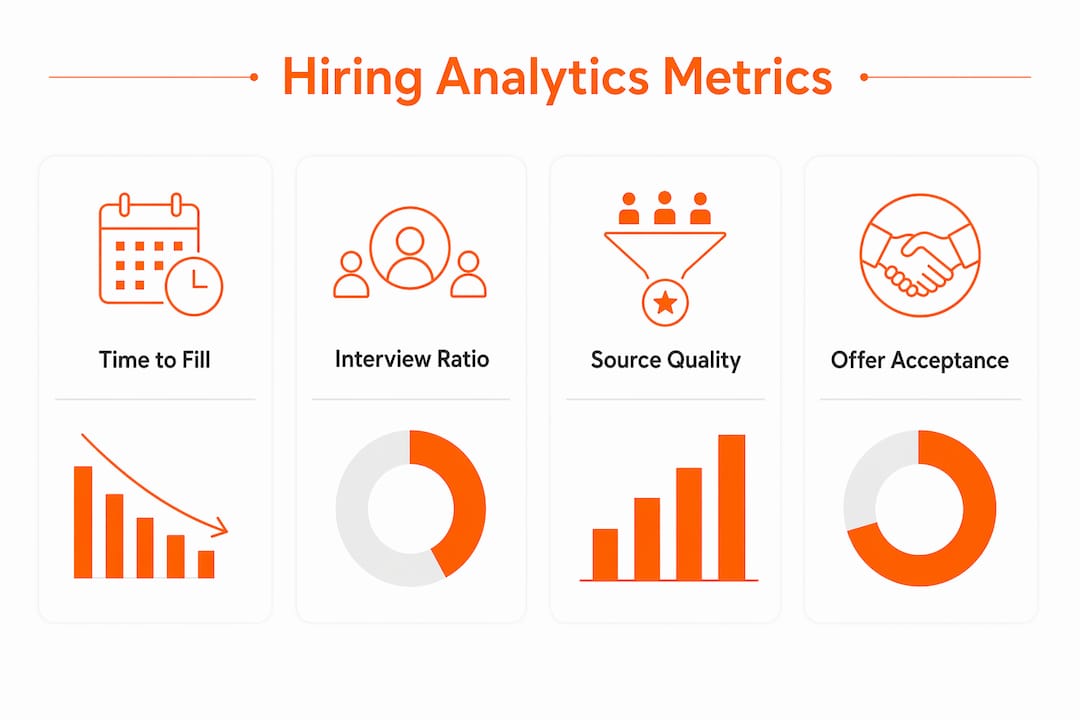 Infographic showing key hiring analytics metrics