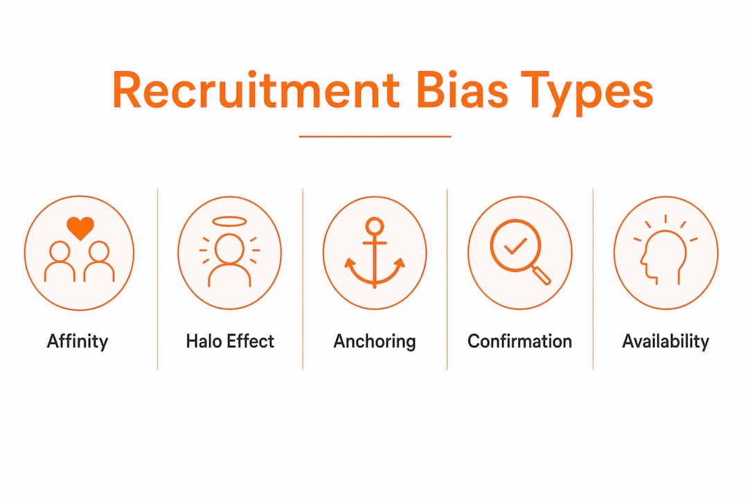 Infographic showing common recruitment bias types