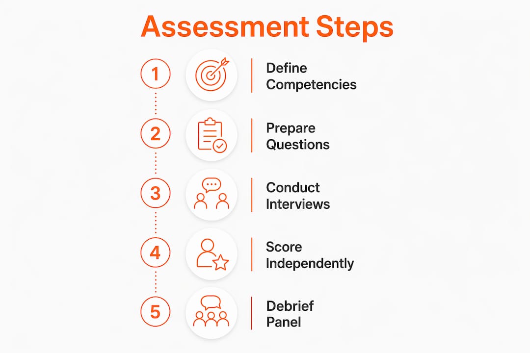Infographic illustrating steps to assess candidates