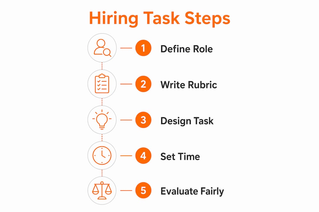 Infographic showing steps to design hiring tasks