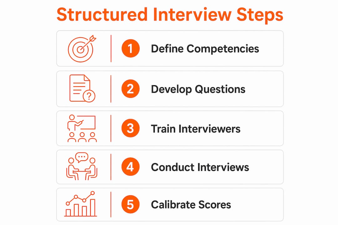 Infographic illustrating structured interview steps