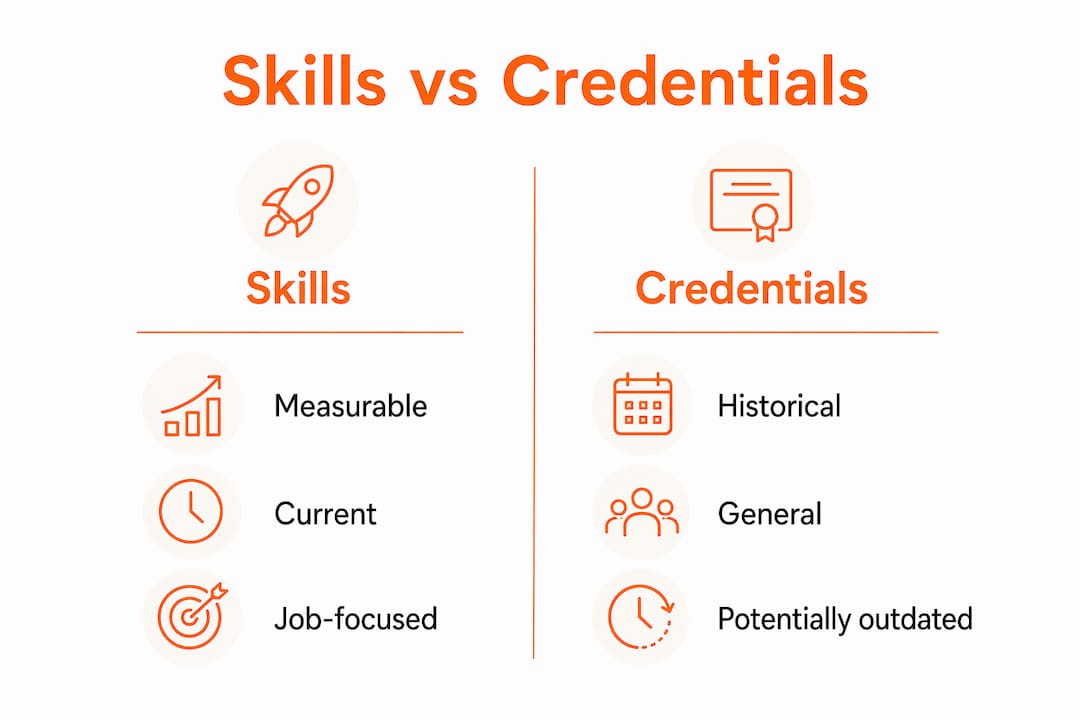 Infographic comparing skills-based and credential-based hiring