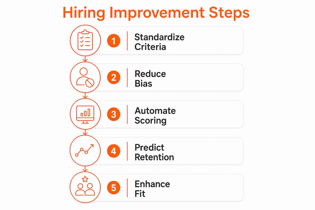 Infographic illustrating HR assessment platform hiring steps
