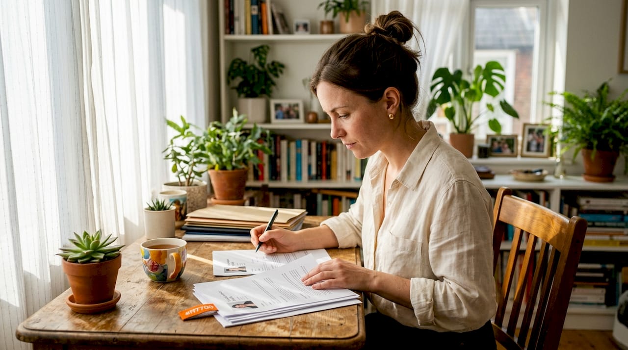 HR manager reviewing candidate profiles in office