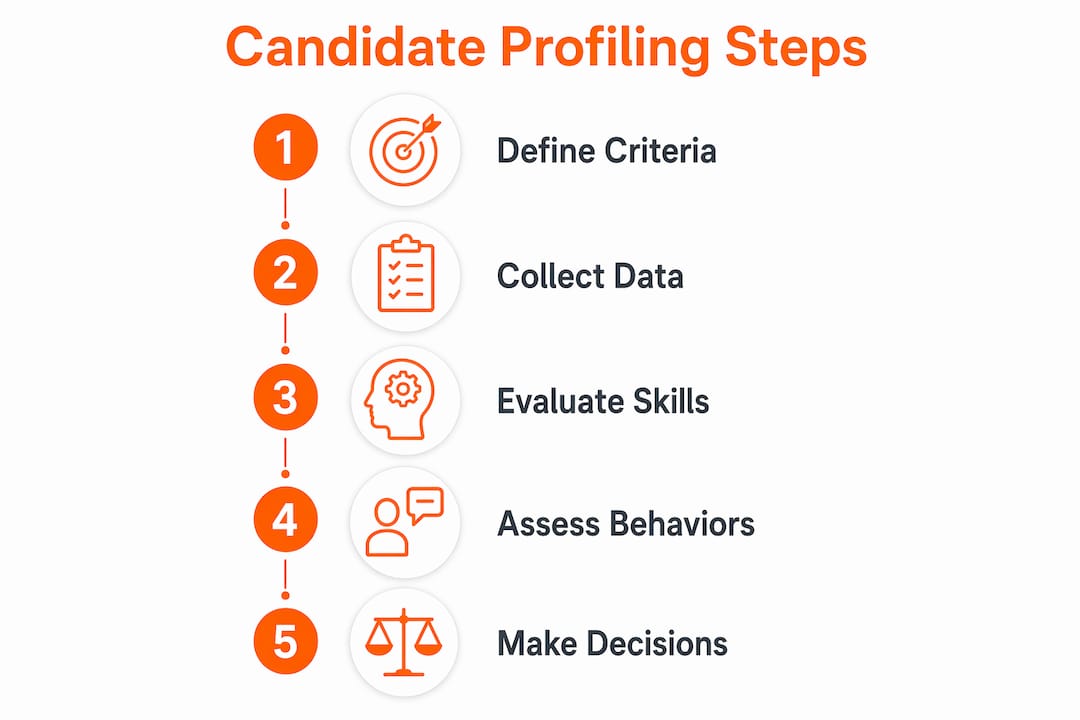 Infographic illustrating candidate profiling process steps