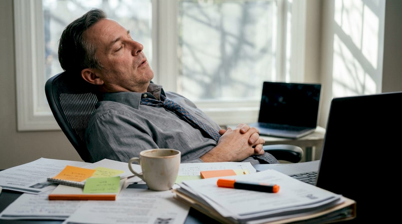 Tired recruiter taking a break from manual screening