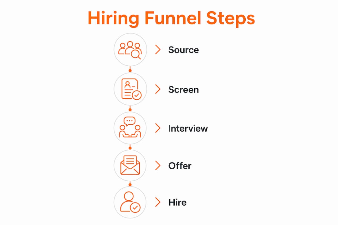 Infographic showing measurable hiring funnel steps