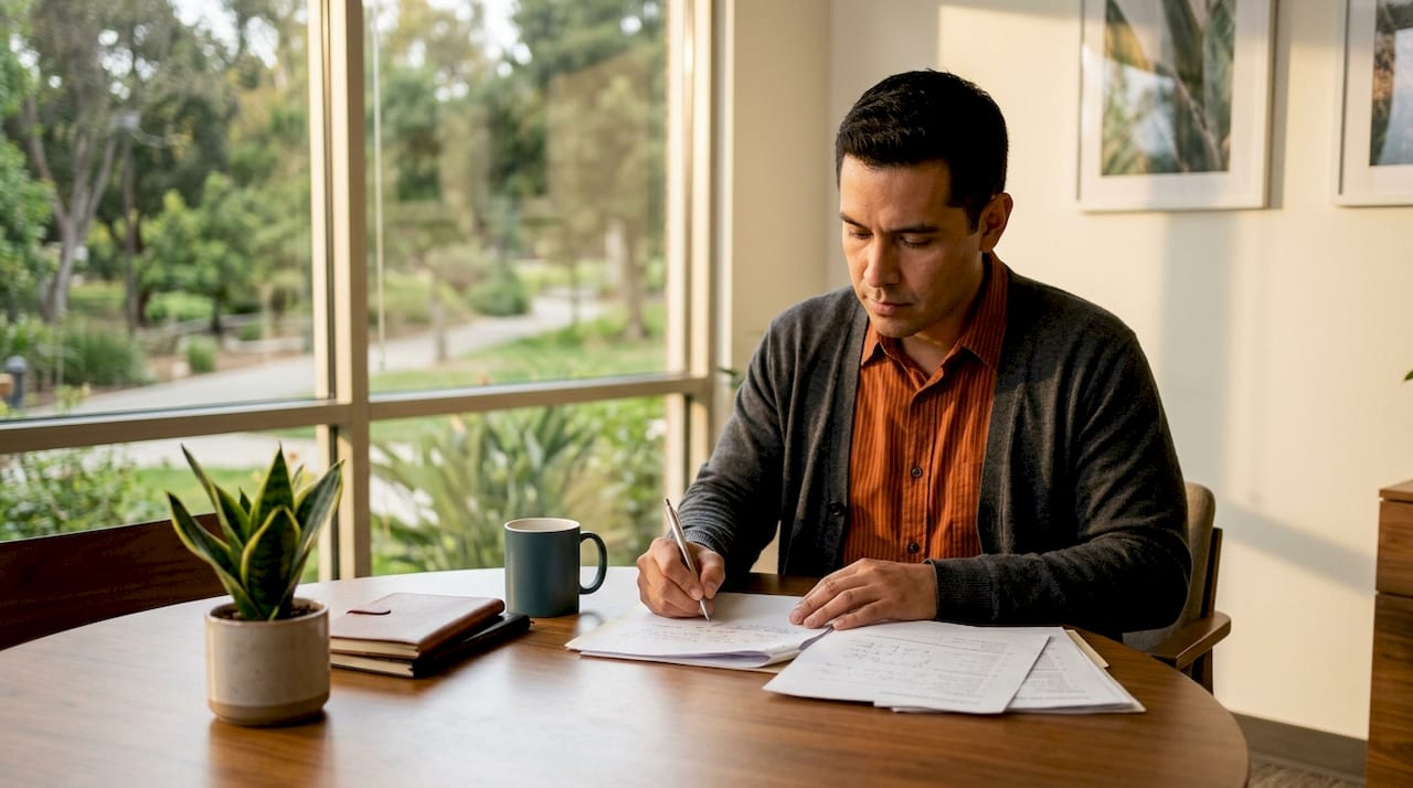 Manager reviewing employee performance evaluations