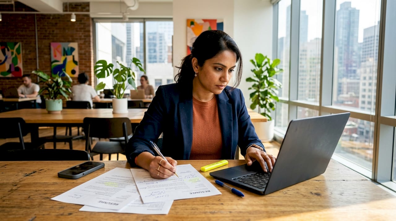 HR professional reviewing candidate documents