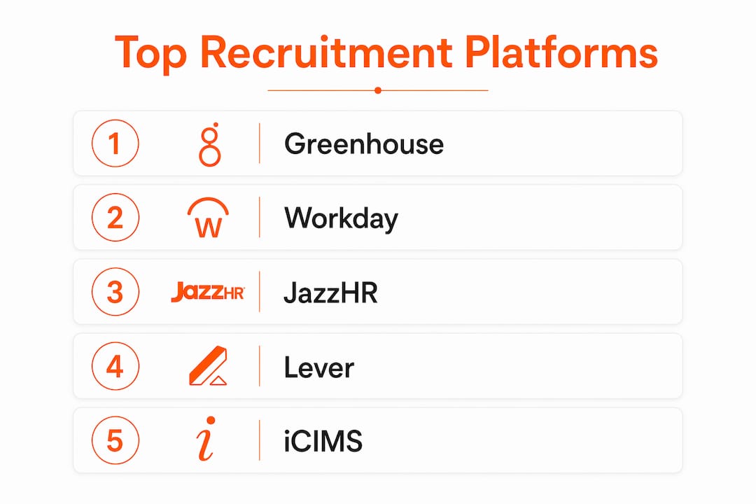 Infographic ranking top recruitment platforms for HR in 2026