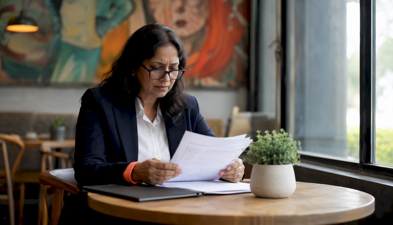 HR manager reviewing technical assessment documents