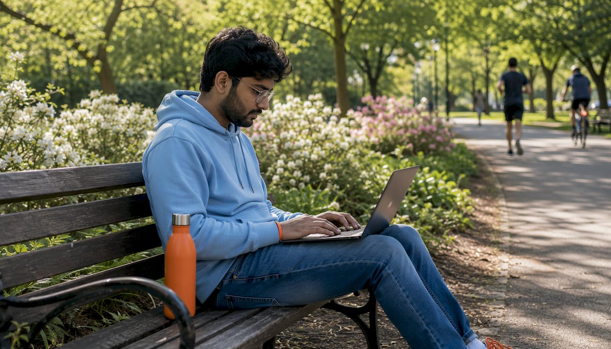 Hands typing coding challenge on laptop