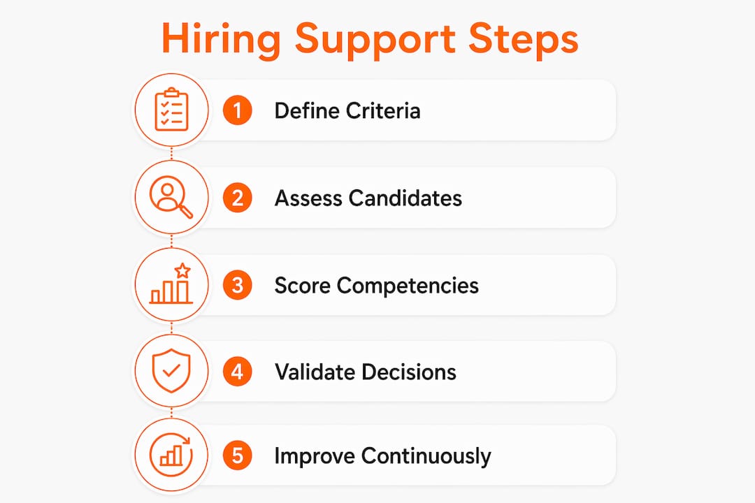 Infographic showing hiring decision support steps