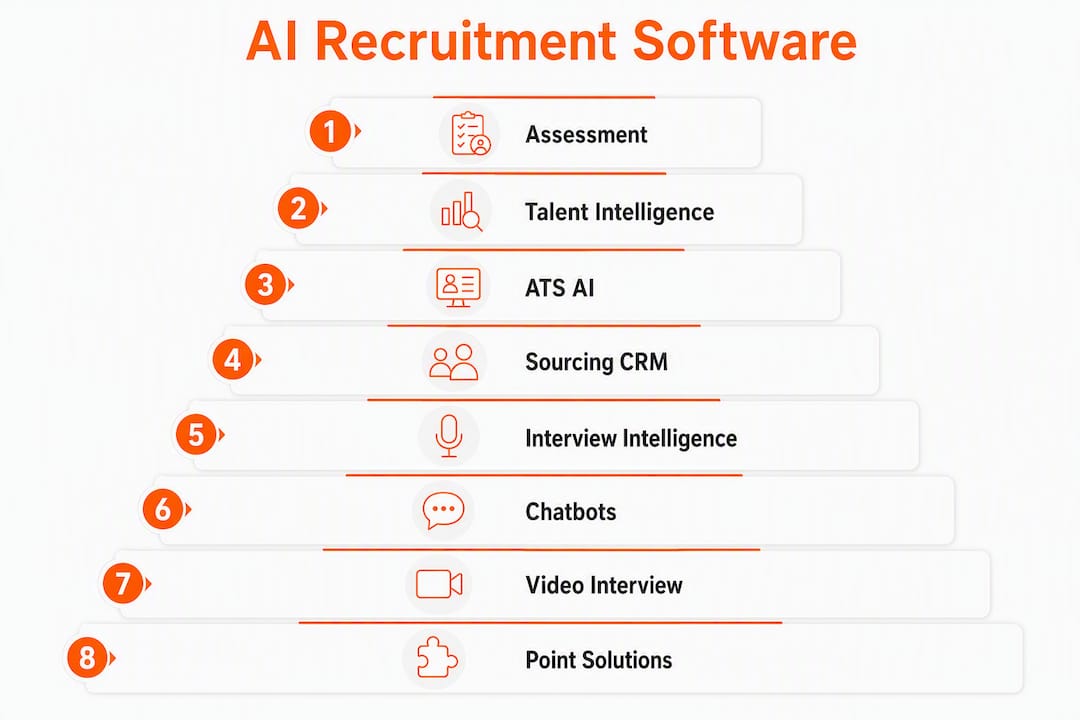 Infographic of ranked AI recruitment software categories