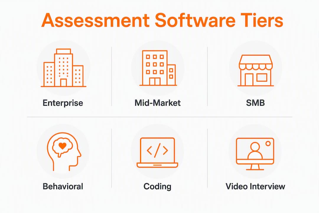 Infographic showing assessment software tiers and categories