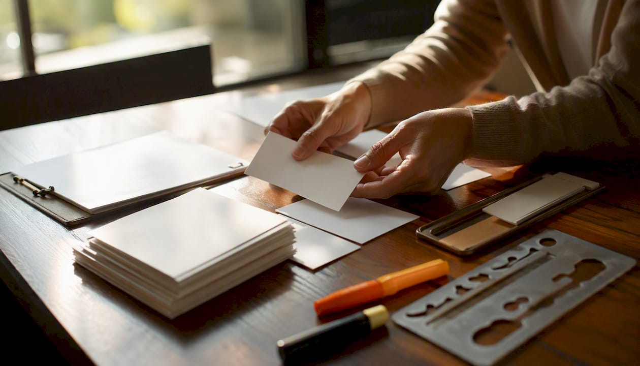 Hands adjusting scorecards in assessment setting