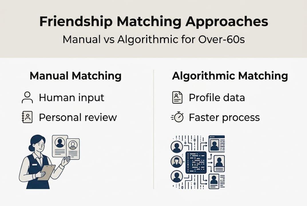 Infographic comparing manual and algorithmic matching