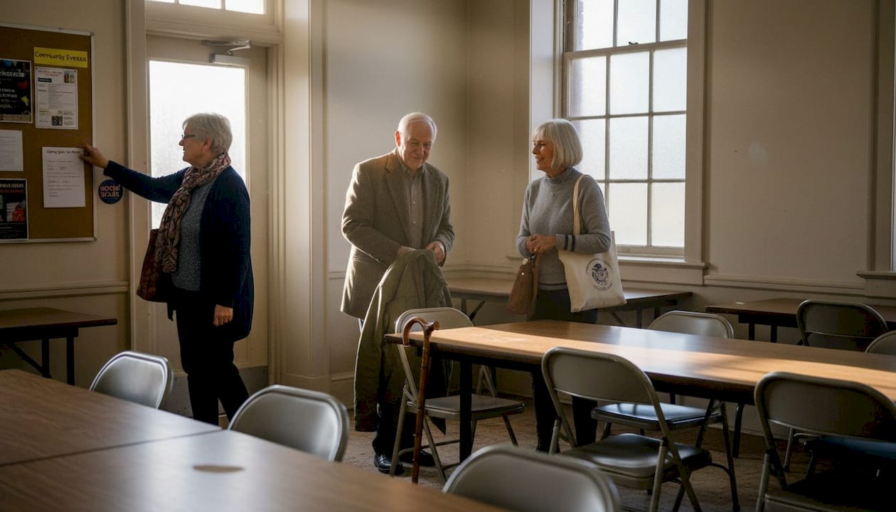Seniors arriving for group meeting