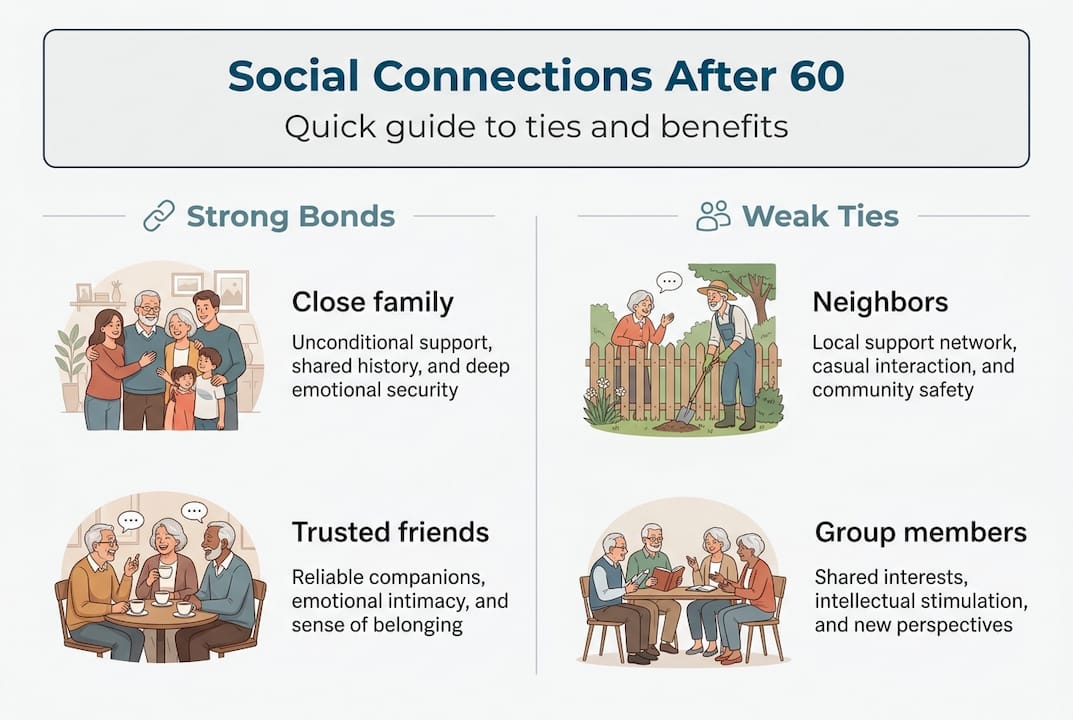 Infographic of social ties types and benefits