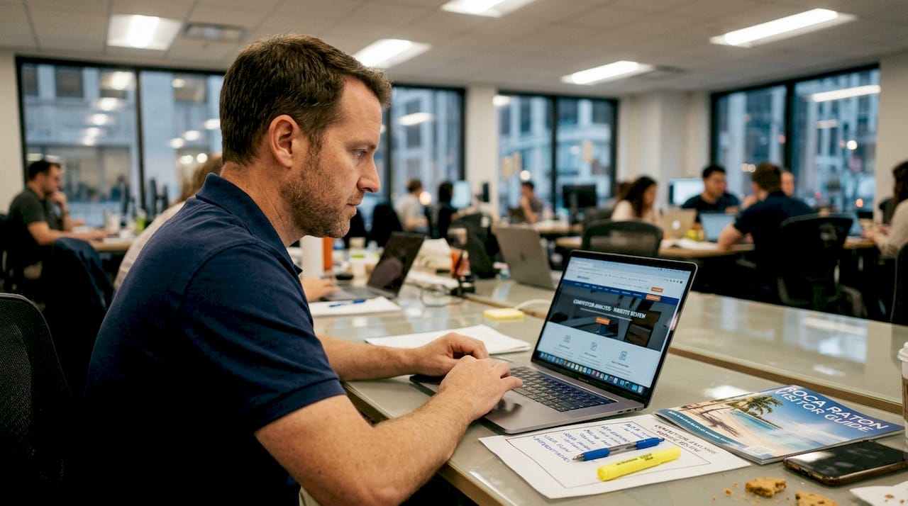Man analyzing local SEO strategies at workspace