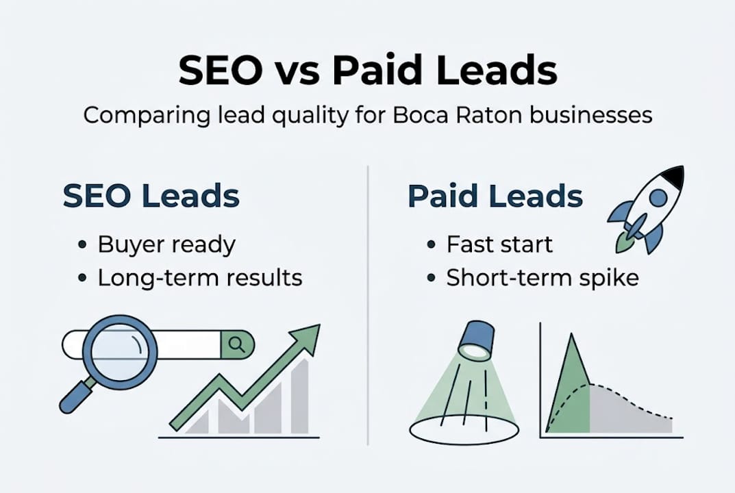 Infographic comparing SEO and paid lead quality