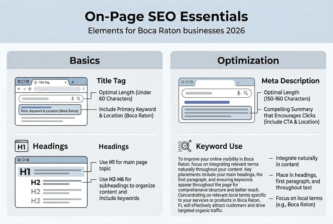 Infographic of on-page SEO elements and basics