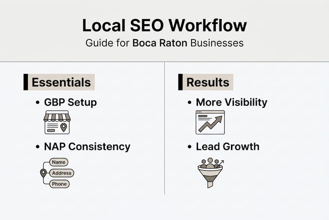 Infographic showing Boca Raton SEO workflow steps