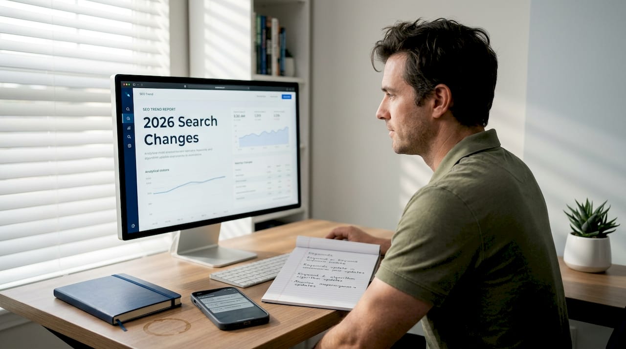 Marketing specialist reviews SEO trend report