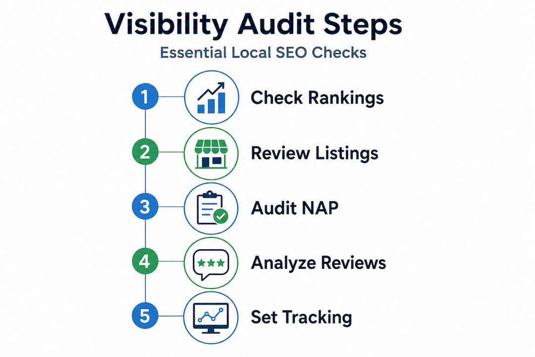 Infographic with five local SEO audit steps