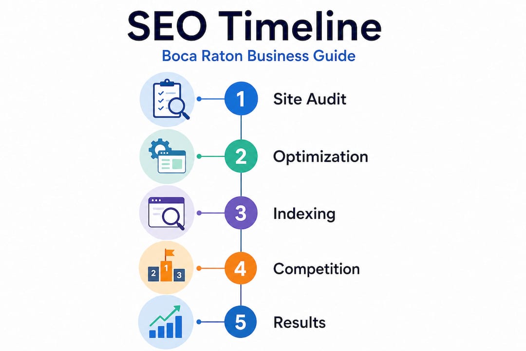 Infographic showing Boca Raton SEO timeline
