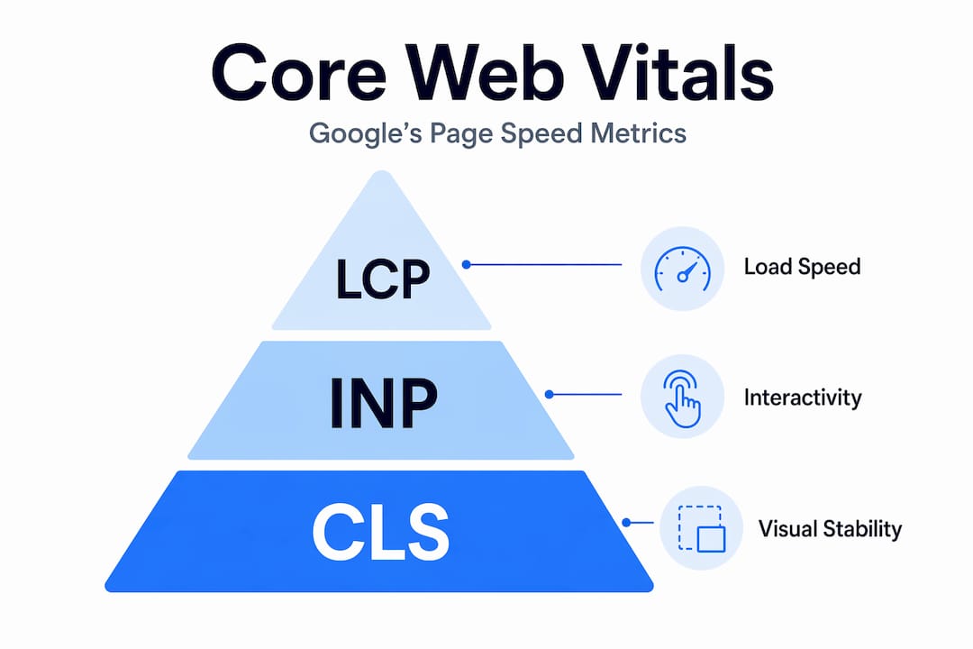 Hierarchy infographic explaining Core Web Vitals metrics