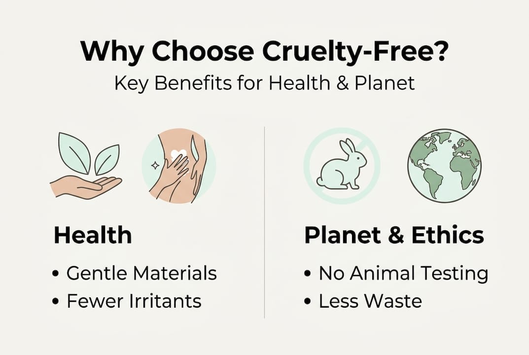 Infographic showing cruelty-free feminine hygiene benefits